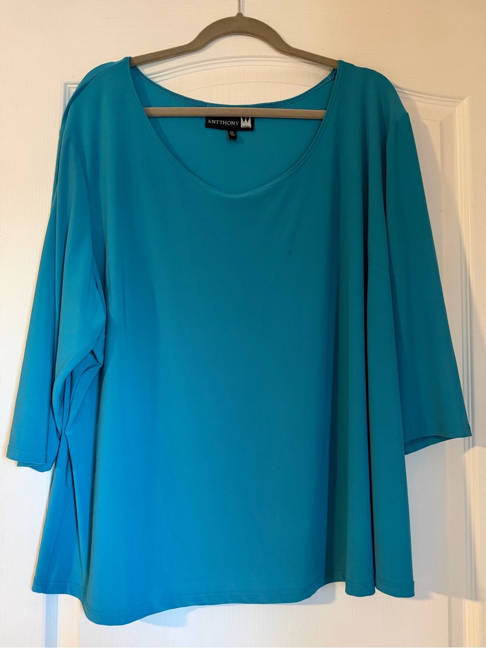 Antthony 3/4 Sleeve Scoop Neck Top in Blue Women’s Size 3X